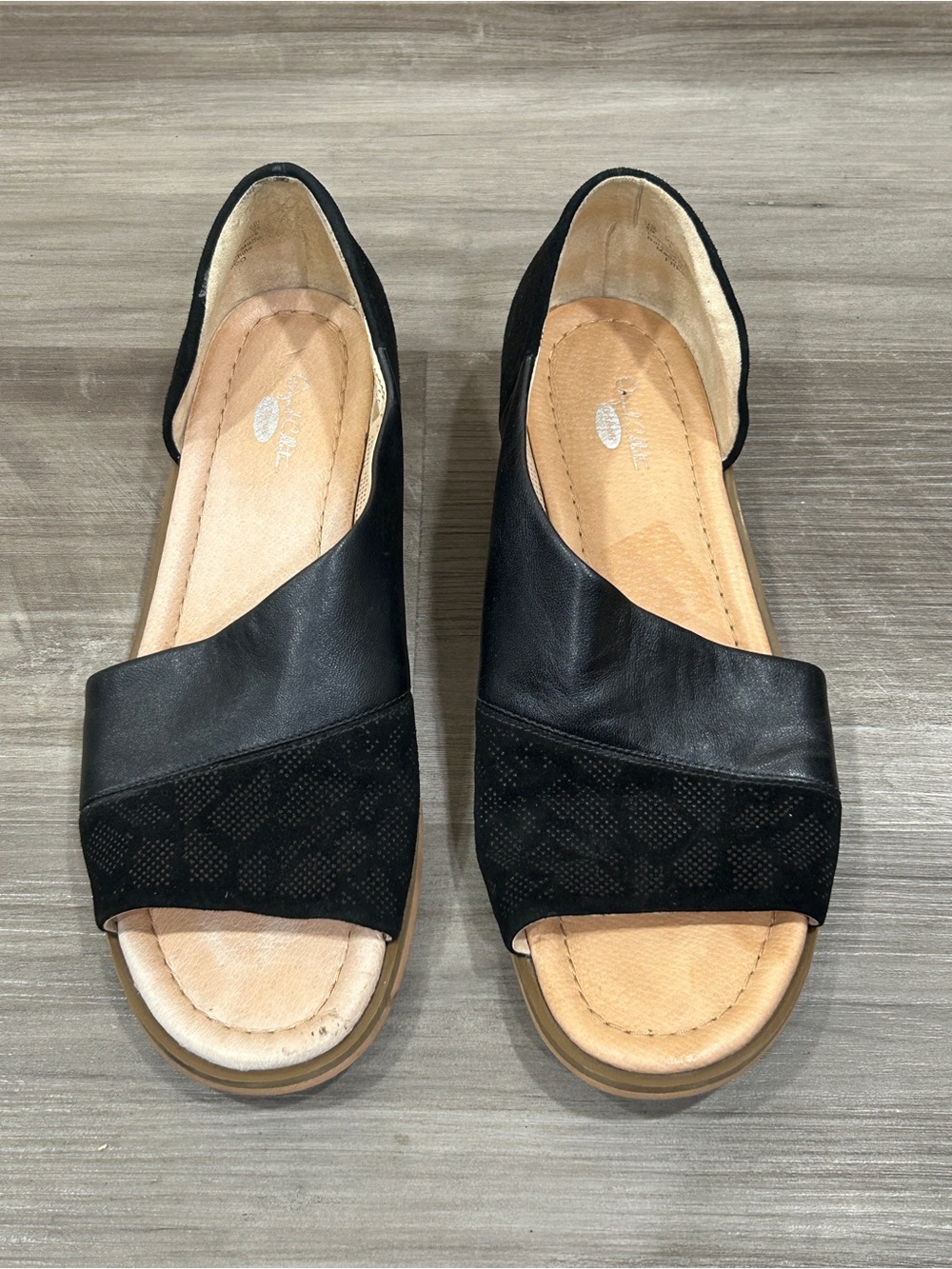 Dr. Scholl's Fresco Half d'Orsay Sandals, black leather size 8